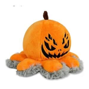TeeTurtle - The Original Reversible Spider Plushie - Fuzzy Gray + Pumpkin